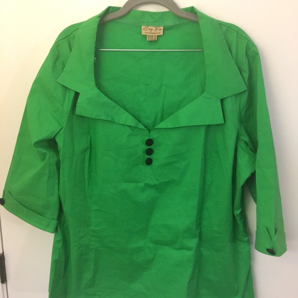 BNWOT Kelly Green Retro Top 6X/22 US - Picture 3 of 7